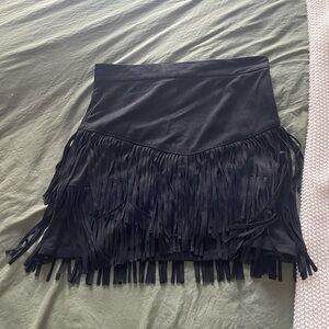 Altar’d State Fringe Suede Skirt Black